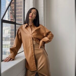 Babaton Tan Button Down Shirt